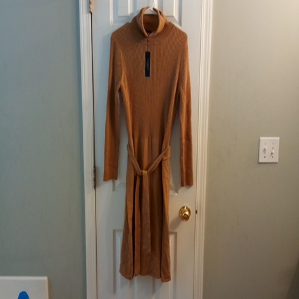 Talbots Camel Colored Turtle neck Jersey dress